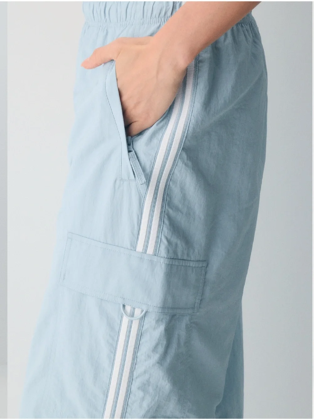 TNA Pale Blue Men's Jogger Pants with White Side Stripe